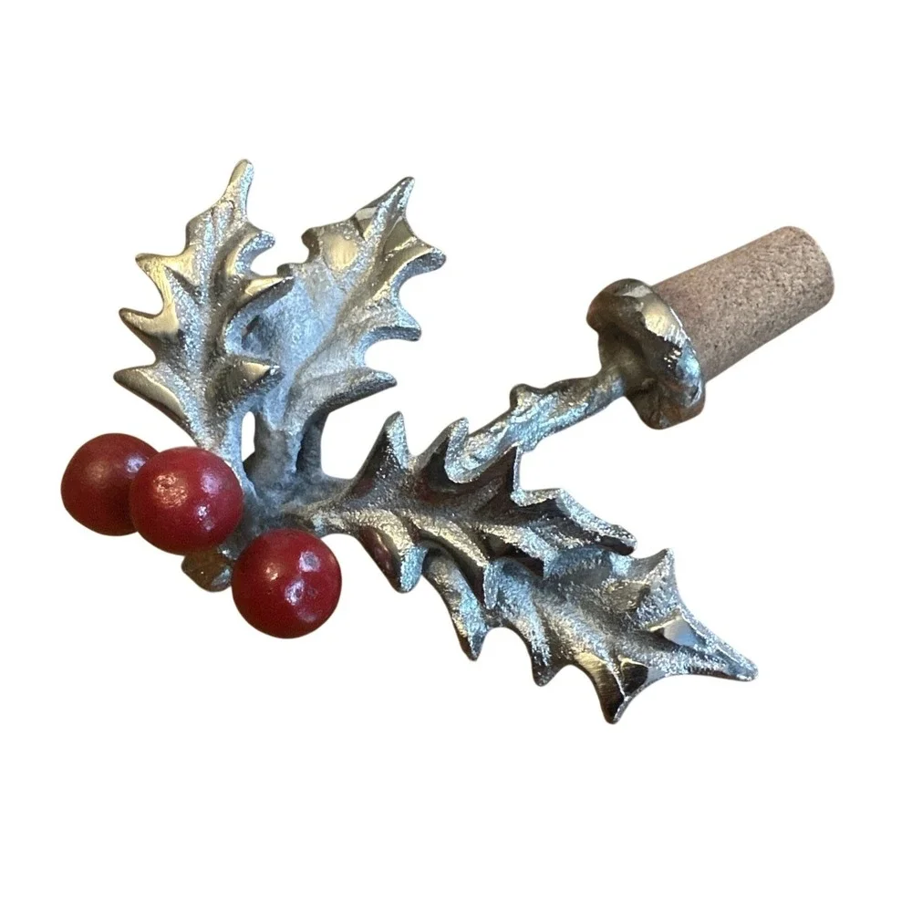 Pewter Holly Berry‎ Wine Stopper Topper Cork